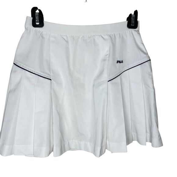 Fila Skirt Vintage Made in Italy Tennis Pickleball Pleated Mini White Size 8 - Picture 1 of 9